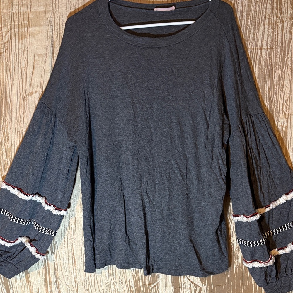 Women's Black Bell Sleeve Top